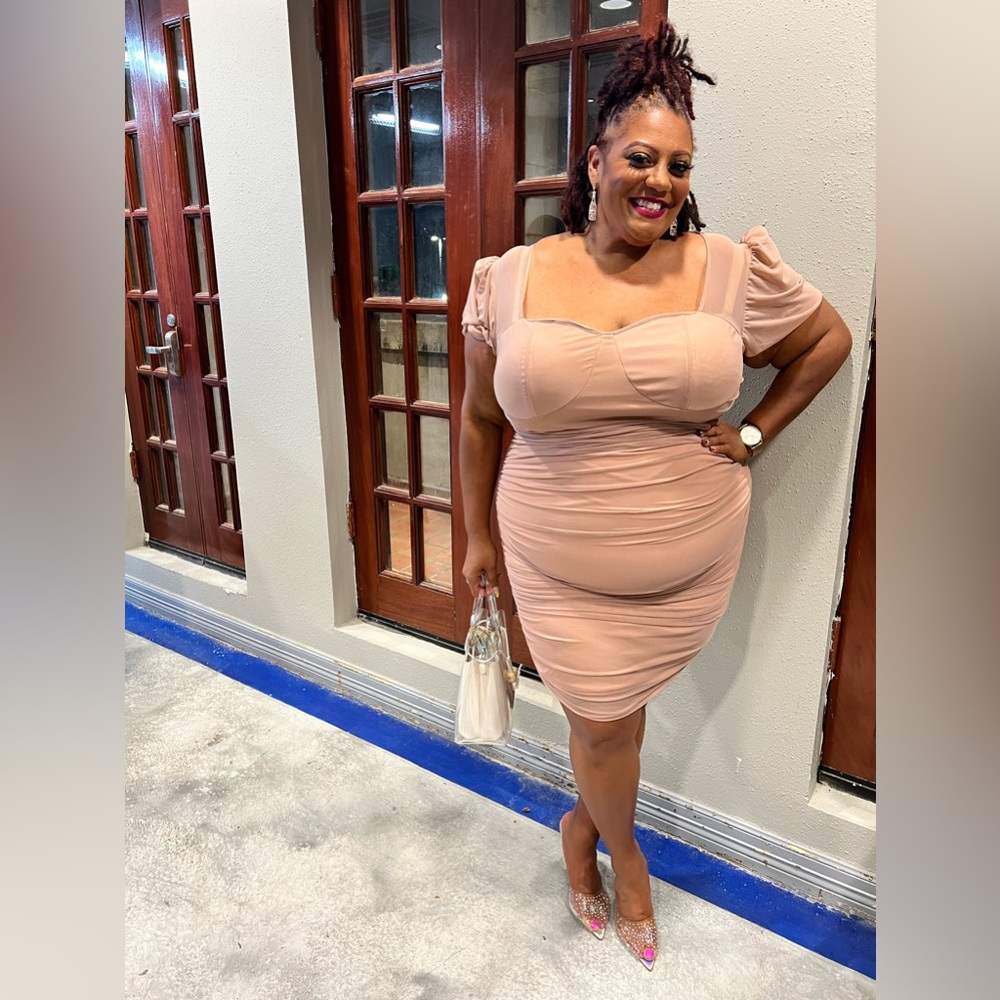 Fashion to Figure Blush Ruched Dress - Picture 8 of 9